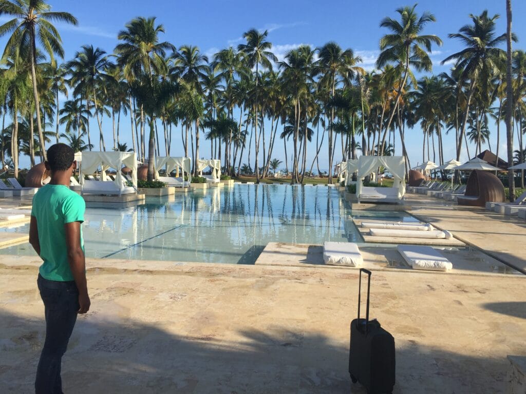 palmtrees at a beautiful resort in Samana Dominican republic